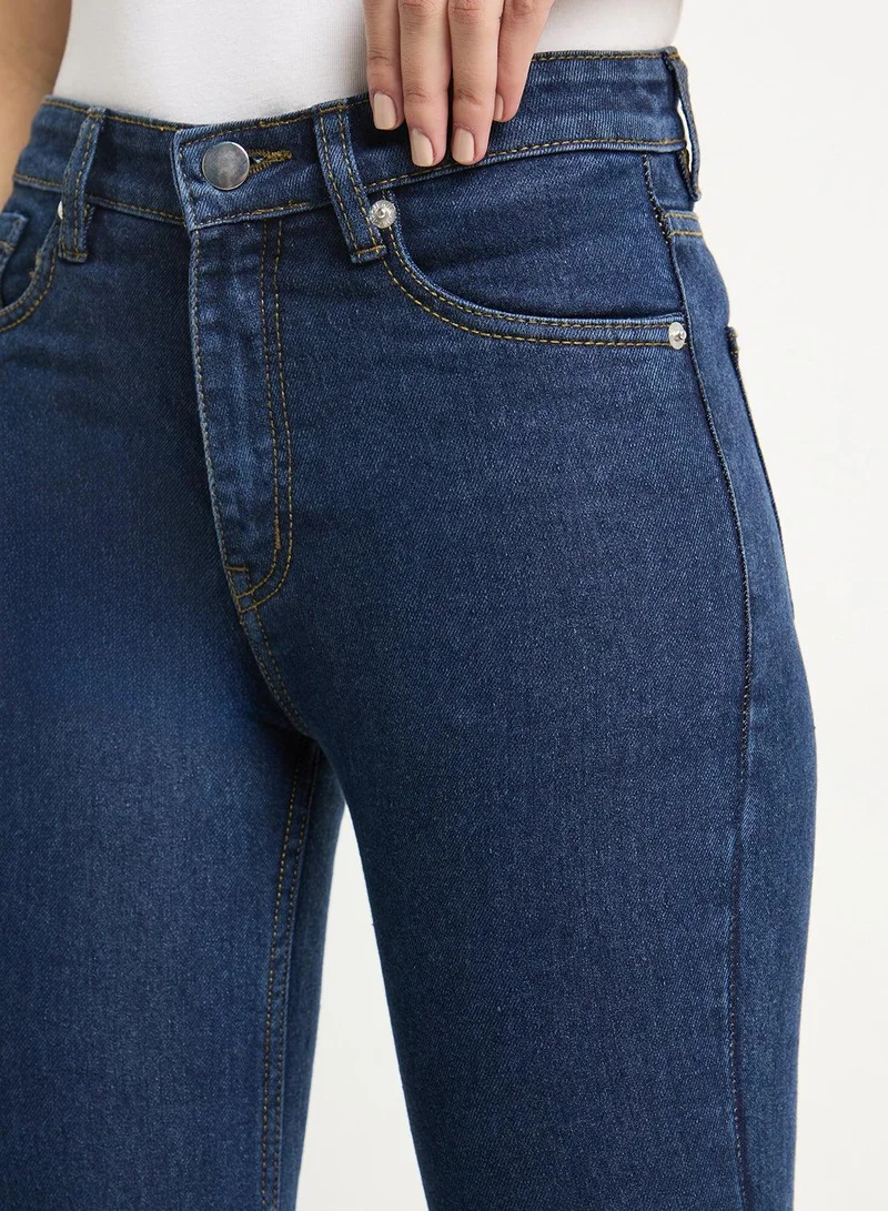 Ginger Navy High Waist Flared Jeans for Women | Best Price UAE