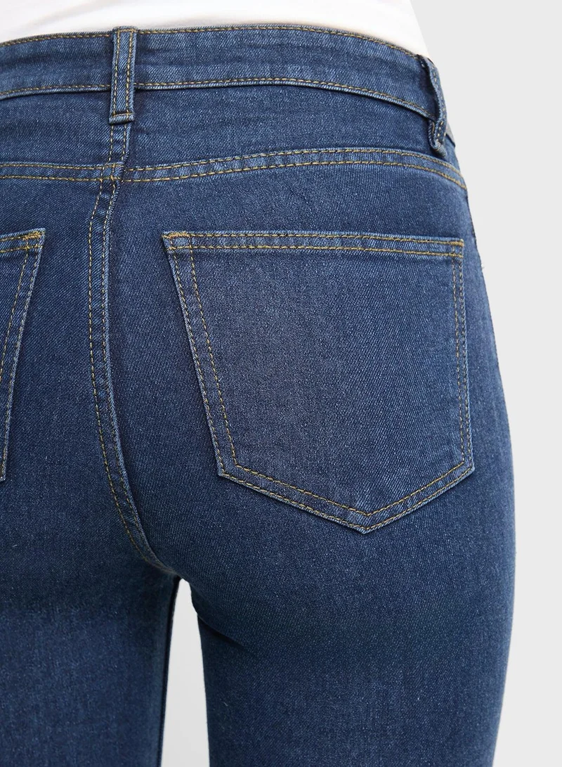 Ginger Navy High Waist Flared Jeans for Women | Best Price UAE