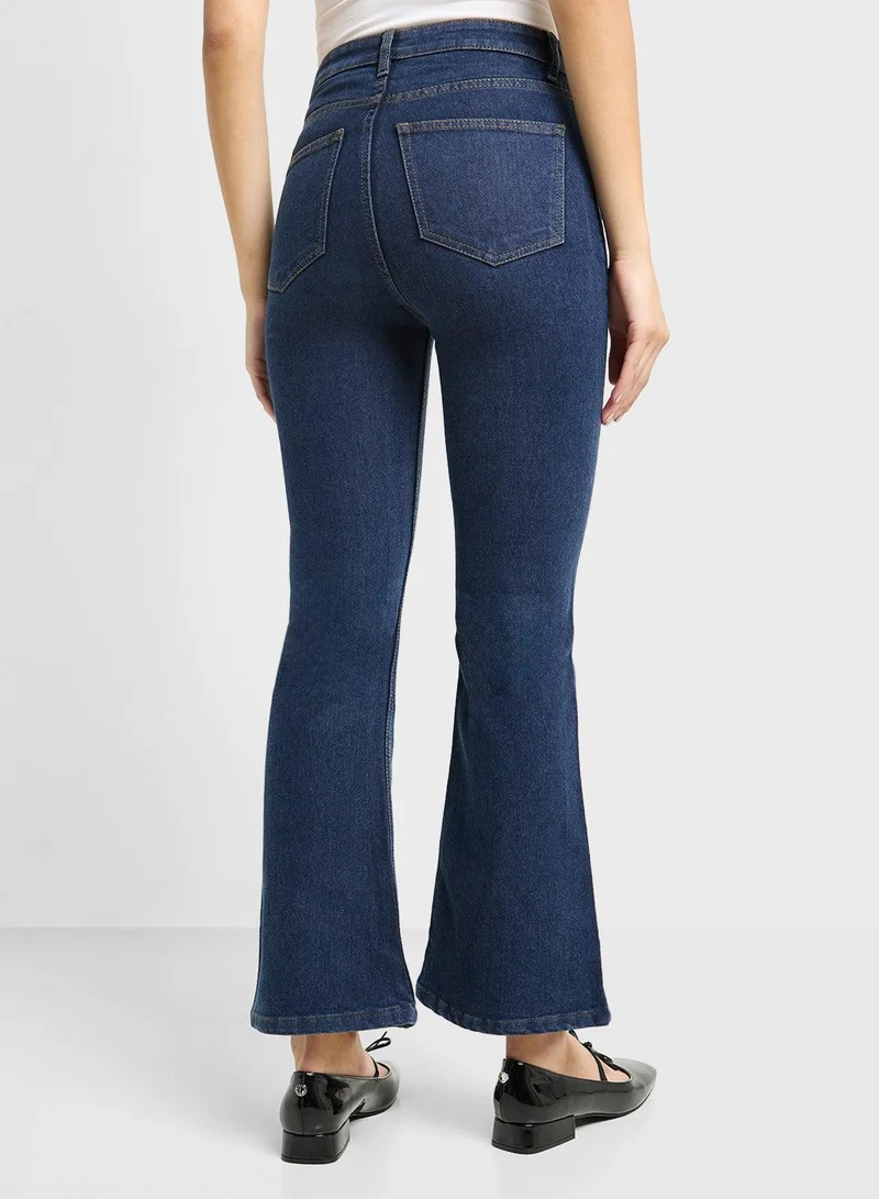 Ginger Navy High Waist Flared Jeans for Women | Best Price UAE