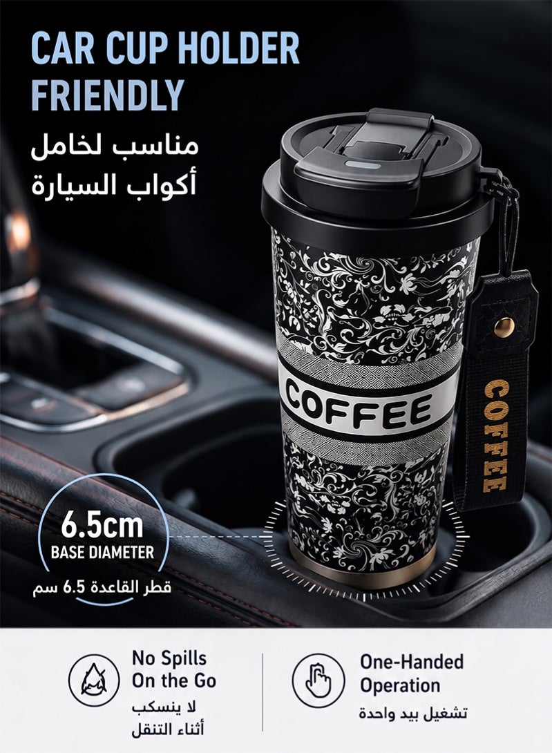 ZAFRA 500ml Travel Coffee Mug, 316 Stainless Steel Vacuum Insulated Tumbler, Leak-Proof Thermal Cup with 2-in-1 Straw & Sip Lid, Tea Infuser Filter, Reusable Coffee Cup, 8H Hot & Cold Travel Mug for Car, Office & Gym - Image 5
