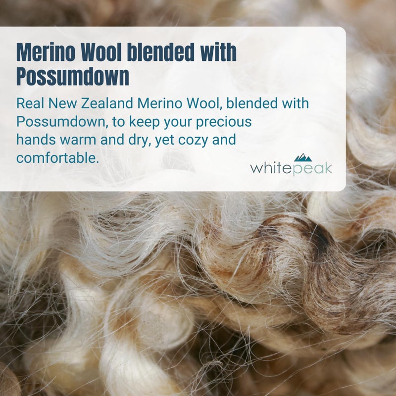 whitepeak Genuine Merino Wool and Possumdown Fingerless Gloves for Men and Women | UNISEX (Natural Large) - Image 2