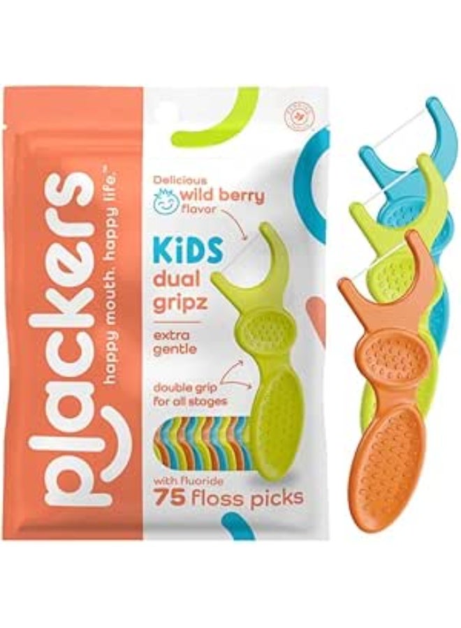 Plackers Kids Dual Gripz Dental Flossers and Tooth Cleaning Picks - 75 Count - Image 2