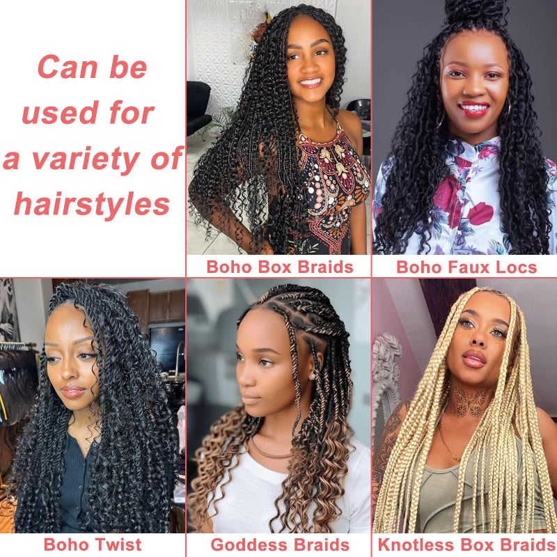 Leeven Braiding Hair for Boho Braids 18 Inch 2 Bundles Natural Black Water Wave Bulk Synthetic Hair No Weft Long Wet and Wavy Hair Bundle for Women #1B - Image 5