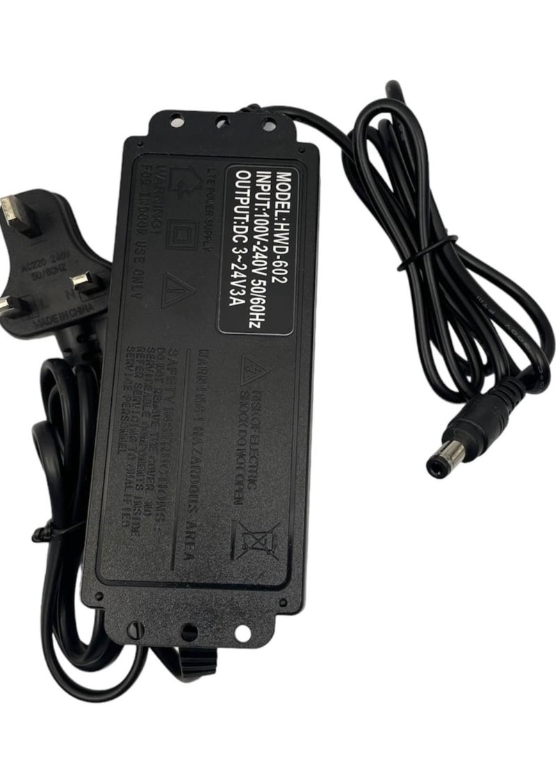 Lucky Sky Multi Universal Power Supply Adjustable DC 3V-24V 3A 9W-72W AC/DC Adapter 12V AC Adapter Multi-Voltage 100V~240V AC to DC Variable Power Converter DC Power Adapter with 10pcs Tips Plug. - Image 3