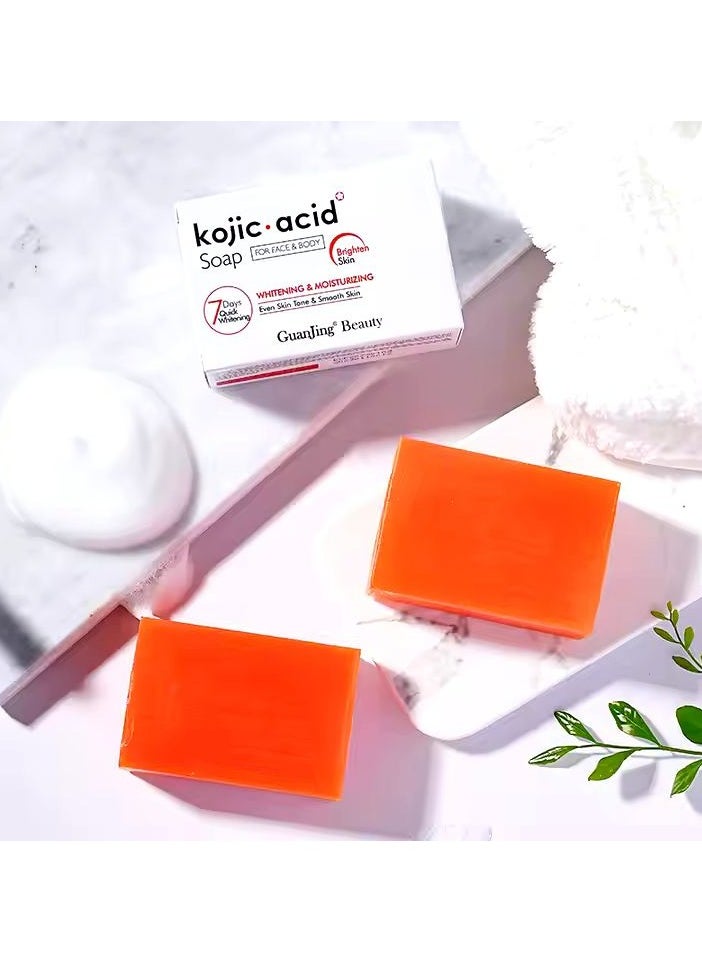 GuanJing Beauty Two Pieces Of Kojic Acid Soap Whitening for Face Body Skin Brightening Lightening Cleansing 2X120g  - Image 4