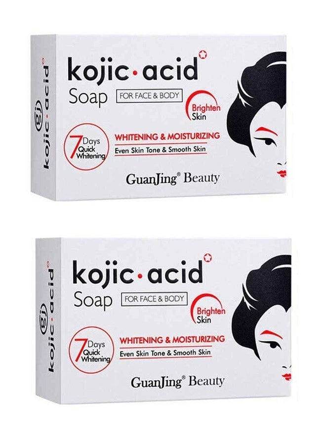 GuanJing Beauty Two Pieces Of Kojic Acid Soap Whitening for Face Body Skin Brightening Lightening Cleansing 2X120g  - Image 1