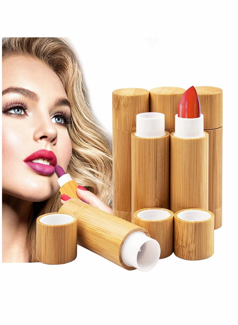Bamboo Empty Lipstick Tubes, 6Pcs 5.5g Refillable DIY Lip Balm Tube Containers, Cosmetic Gloss Deodorant Case Holder For Women Girls Makeup - Image 1