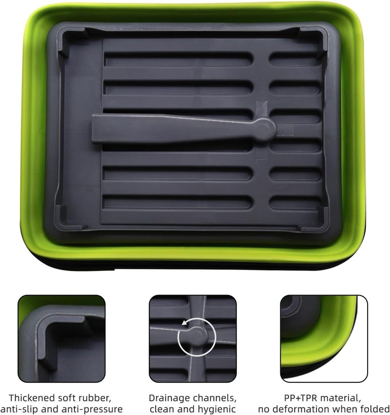 THANSTAR Collapsible Dish Drying Rack for RV Campers Portable Dinnerware Drainer Organizer for Kitchen Travel Trailer-Green - Image 5