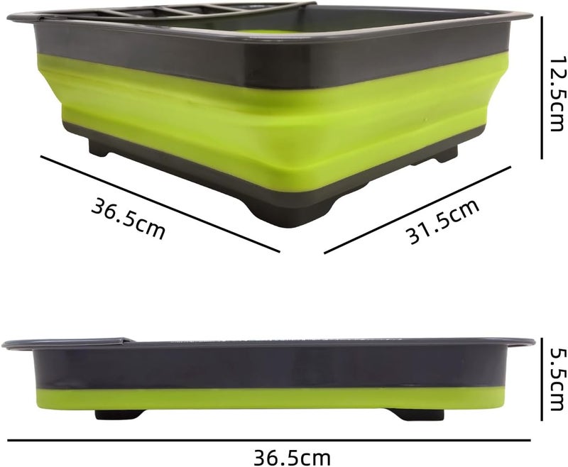 THANSTAR Collapsible Dish Drying Rack for RV Campers Portable Dinnerware Drainer Organizer for Kitchen Travel Trailer-Green - Image 3