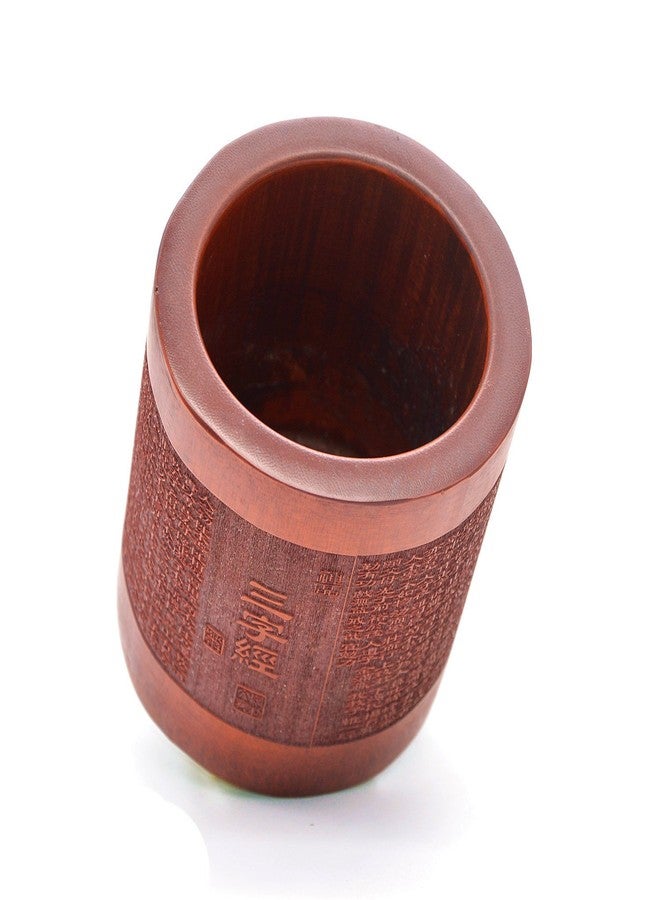Medifier Vintage Chinese with Three Character Classic Worlds Bamboo Wood Desk Pen Pencil Cup Holder - Image 3