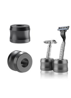 Linkidea Linkidea 2 Pack Safety Razor Stand, Opening Dia 0.7" (18.5mm) Men Shaving Stand for Bathroom Countertop Compatible with Gillette SkinGuard (Dark Grey)  - Image 1