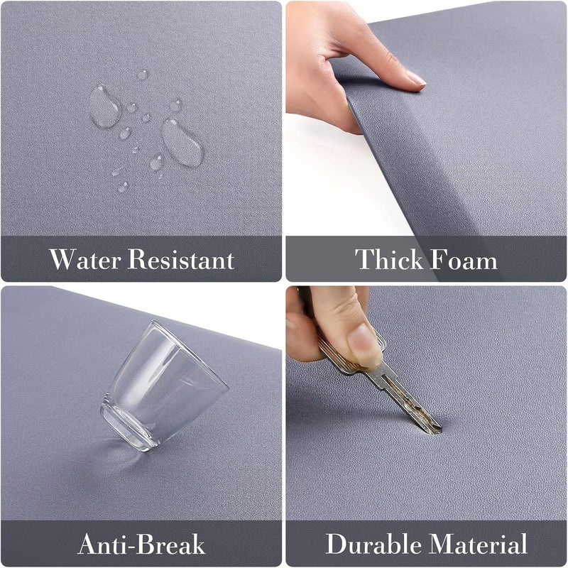 HappyTrends 2 PCS Kitchen Mat Cushioned Anti-Fatigue Floor Mat, Heavy Duty Ergonomic Comfort Foam Standing Mat, Waterproof Non-Slip Kitchen Rugs for Home, Office(17.3"x39"+17.3"x39",Grey) - Image 4