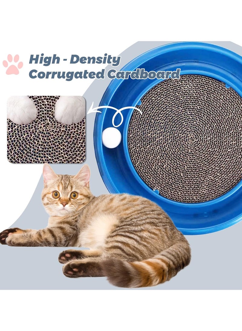 "وسادة خدش قطط دائرية مع كرة خدش قطط واحدة، ألعاب قطط، لوحة خدش مع كرة دوارة تفاعلية للعب النشط للقطط الصغيرة. لعبة تفاعلية مع مسار كرة للقطط لتطارد الكرة داخل المنزل. لوحة خدش قطط مع كرات لسن القطة، لعبة تفاعلية. لعبة مسار كرة قطط تفاعلية للقطط الداخلية، لوحة خدش قطط ومجموعة تمارين للقطط البالغة الصغيرة والقطط لتوفير التحفيز العقلي والبدني، مع كرة إضافية لتجنب الفقدان. وسادة خدش قطط مع مسار كرة للتمارين واللعب (أزرق)." - Image 5