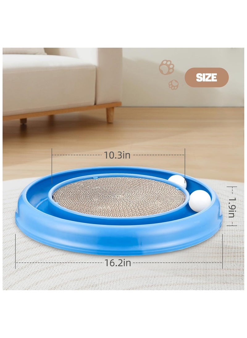 "وسادة خدش قطط دائرية مع كرة خدش قطط واحدة، ألعاب قطط، لوحة خدش مع كرة دوارة تفاعلية للعب النشط للقطط الصغيرة. لعبة تفاعلية مع مسار كرة للقطط لتطارد الكرة داخل المنزل. لوحة خدش قطط مع كرات لسن القطة، لعبة تفاعلية. لعبة مسار كرة قطط تفاعلية للقطط الداخلية، لوحة خدش قطط ومجموعة تمارين للقطط البالغة الصغيرة والقطط لتوفير التحفيز العقلي والبدني، مع كرة إضافية لتجنب الفقدان. وسادة خدش قطط مع مسار كرة للتمارين واللعب (أزرق)." - Image 3