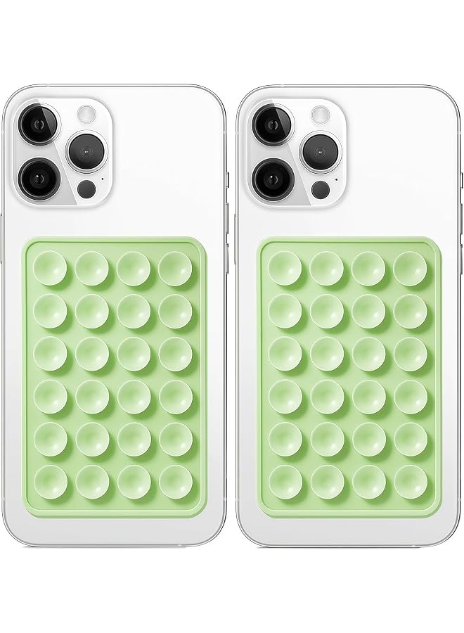 S-TOP Silicone Suction Phone Case Mount, Non Slip Sticky Grip for Cellphone, Silicon Adhesive Suction Cup Mount, Strong Grip Holder for Selfies and Videos (Light Green) 2 Pack - Image 1