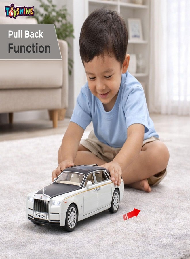 Toyshine 1:35 Scale Rolls Royce Phantom Die Cast Car Model | Luxury Alloy Pull Back Toy Car with Lights & Sound | Openable Doors | Collectible Model Toy for Kids & Collectors, White - Image 4