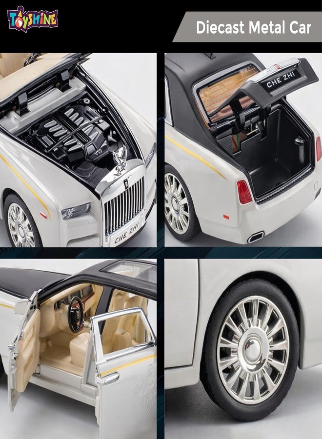 Toyshine 1:35 Scale Rolls Royce Phantom Die Cast Car Model | Luxury Alloy Pull Back Toy Car with Lights & Sound | Openable Doors | Collectible Model Toy for Kids & Collectors, White - Image 2