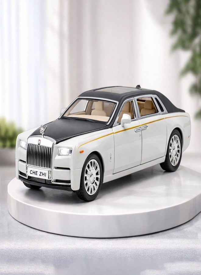 Toyshine 1:35 Scale Rolls Royce Phantom Die Cast Car Model | Luxury Alloy Pull Back Toy Car with Lights & Sound | Openable Doors | Collectible Model Toy for Kids & Collectors, White - Image 1