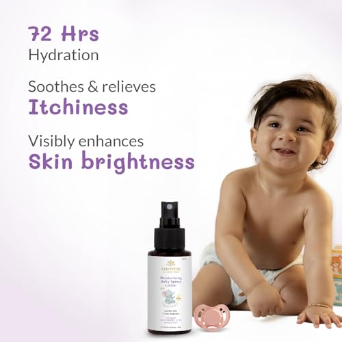 AreoVeda Oil-free Moisturising Baby Spray Lotion (50ml) With Canadian Willowherb & Pentavitin | Provides 72 Hrs Hydration & Soothes Baby Acne | Suitable For Sensitive Skin & Safe From Day 1 | Dermatologically Tested, Cellularly Proven, Ecocert Certified, & EWG Verified | pH Balance, Toxin & Artificial-fragrance Free. - Image 2