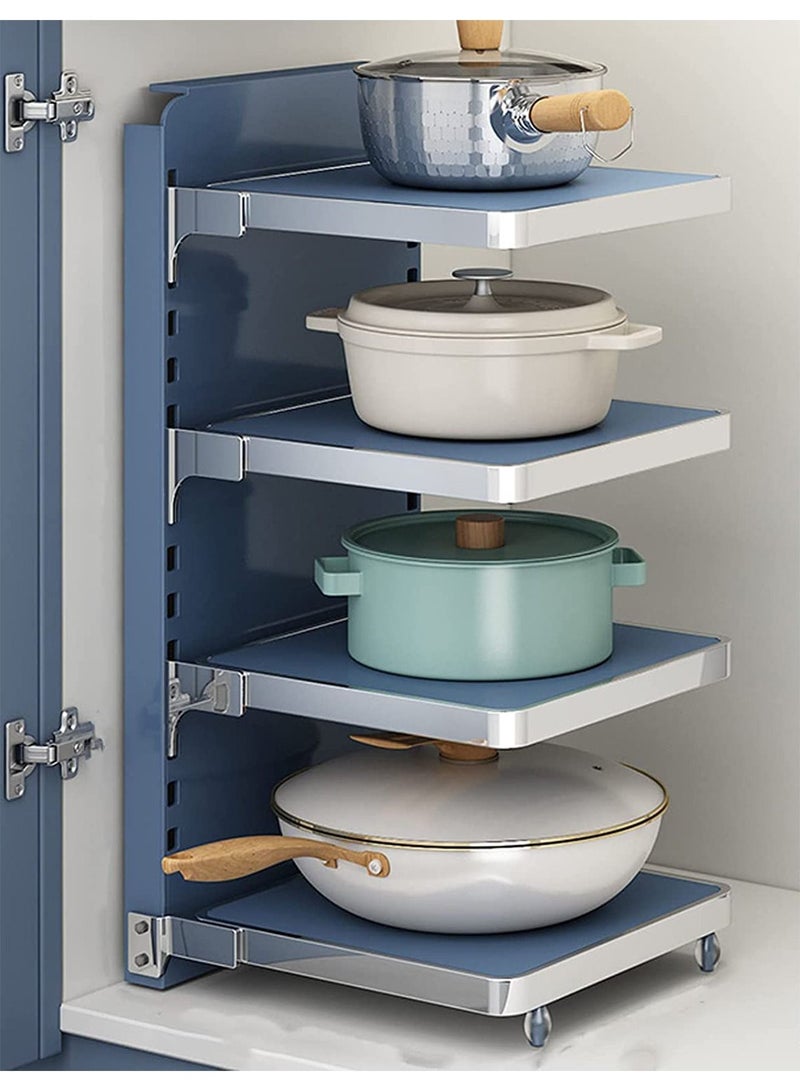 GT-Wheel Pot and Pan Organizer Rack for under Cabinet Adjustable Heavy Duty Metal 4 Tier - Image 1