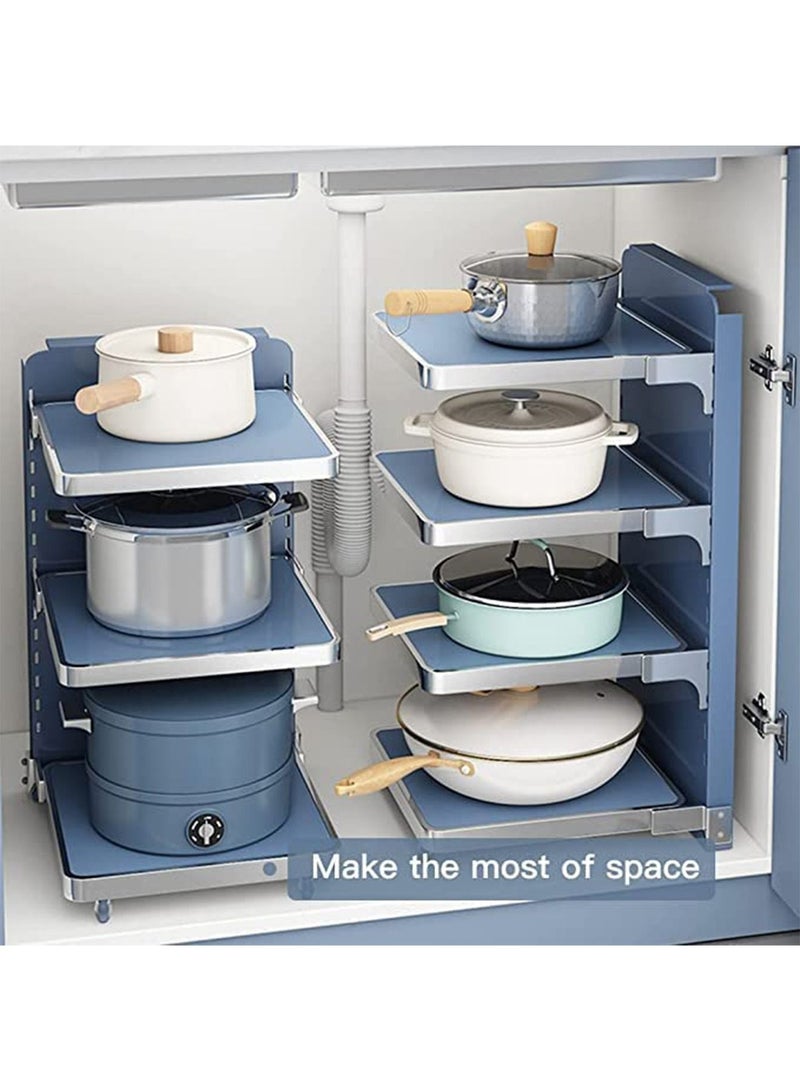 GT-Wheel Pot and Pan Organizer Rack for under Cabinet Adjustable Heavy Duty Metal 4 Tier - Image 4