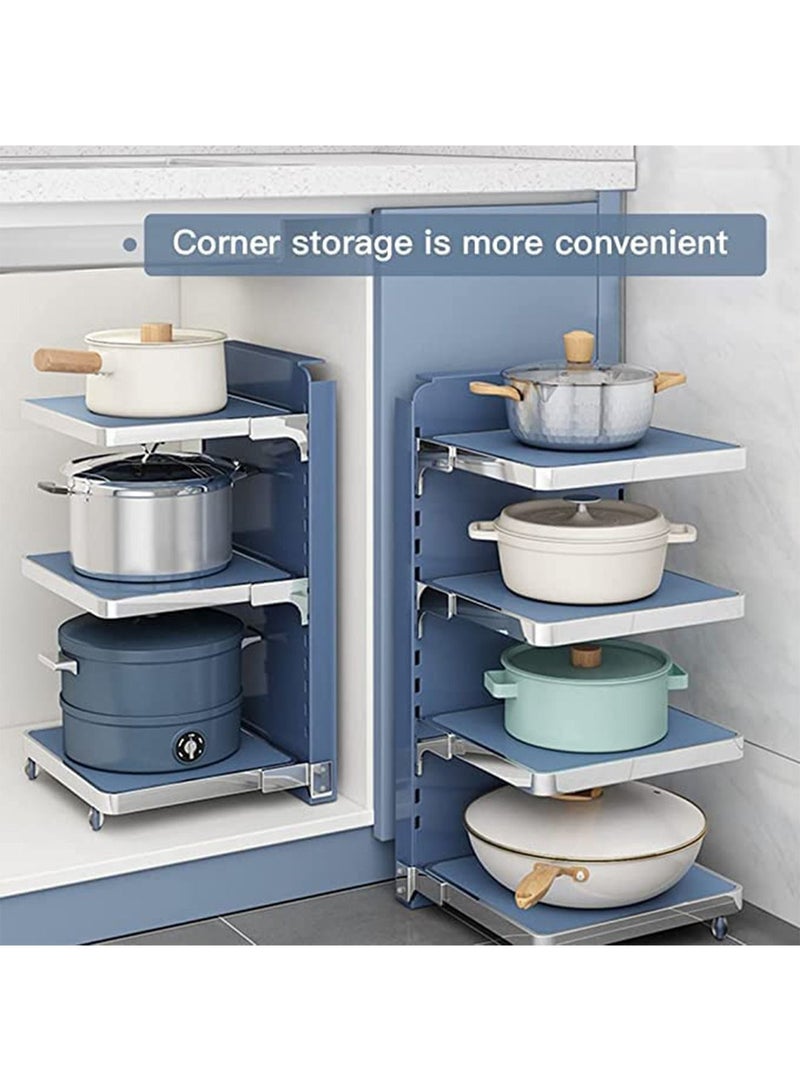 GT-Wheel Pot and Pan Organizer Rack for under Cabinet Adjustable Heavy Duty Metal 4 Tier - Image 5