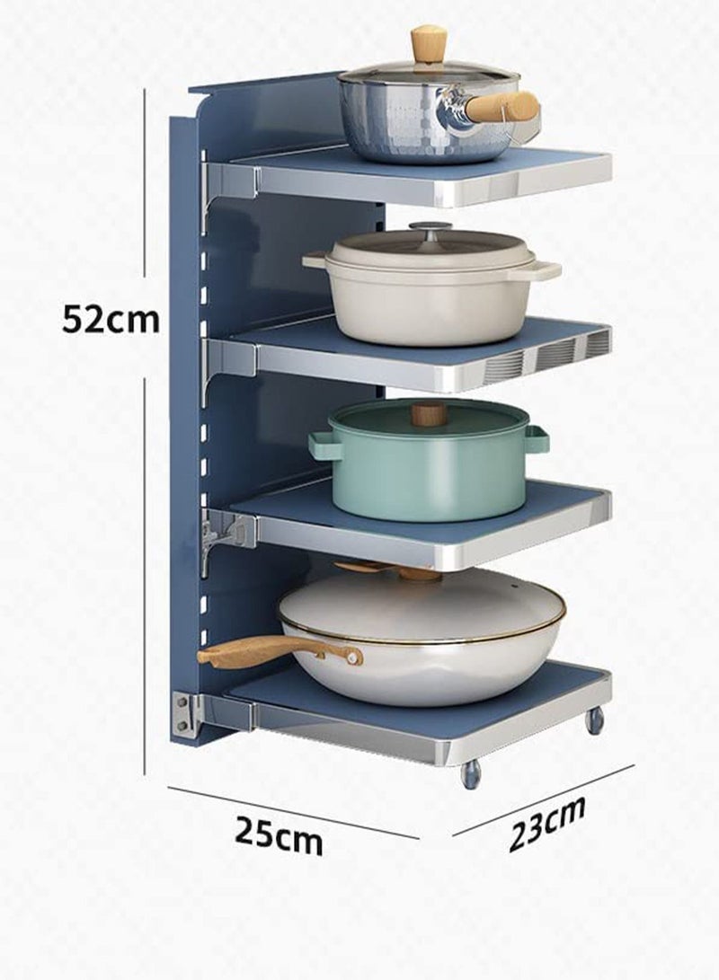 GT-Wheel Pot and Pan Organizer Rack for under Cabinet Adjustable Heavy Duty Metal 4 Tier - Image 2