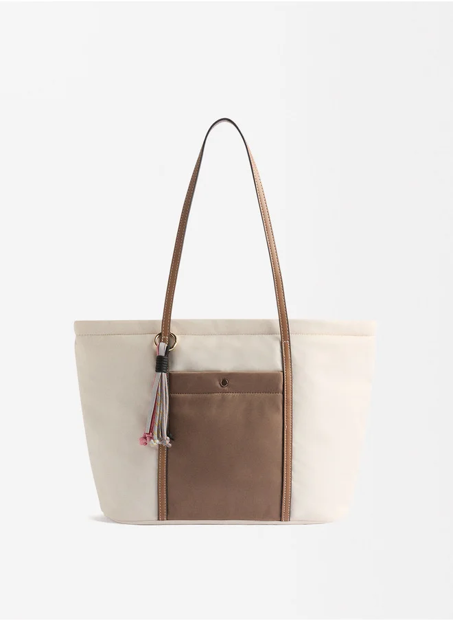 PARFOIS Nylon Shopper Bag With Exterior Pocket