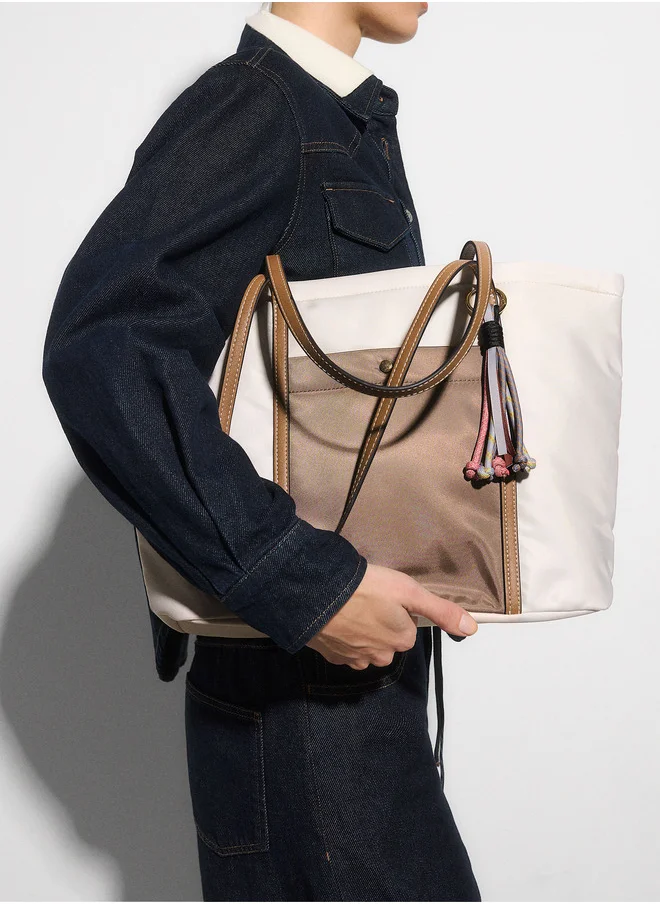 PARFOIS Nylon Shopper Bag With Exterior Pocket