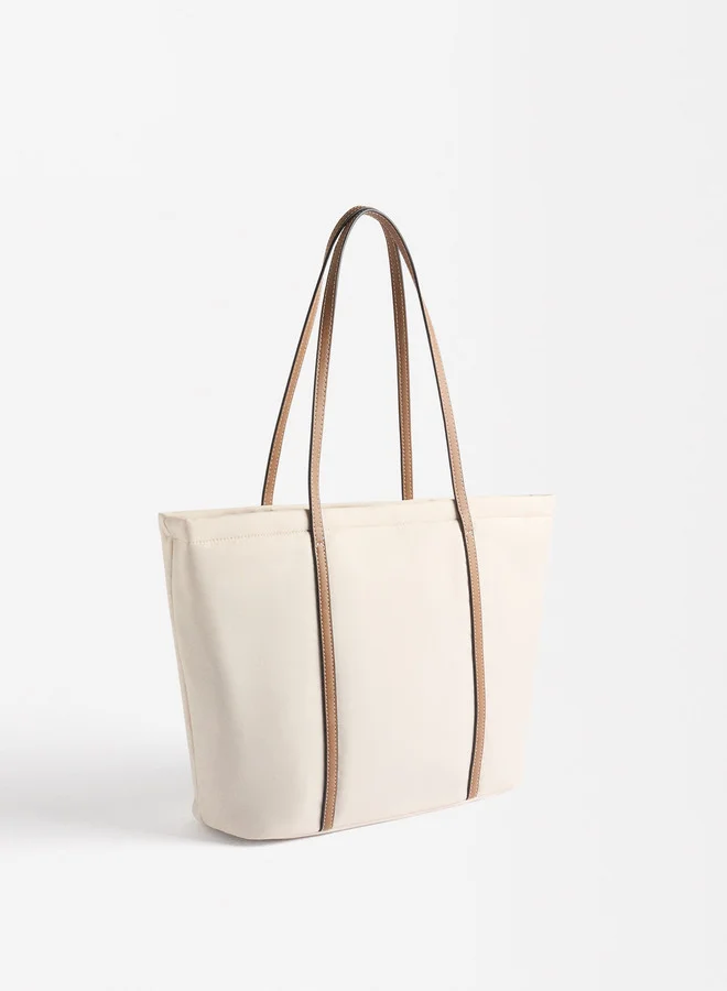PARFOIS Nylon Shopper Bag With Exterior Pocket