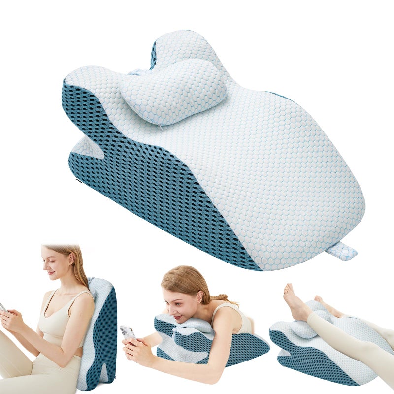 وسادة wedge YEERSWAG المريحة من فوم الذاكرة وسادة القراءة وسادة وزنها أقل من 165 رطل وسادة مائلة مع دعم قابل للتعديل غطاء بسحاب للنساء للقراءة والاسترخاء وتخفيف آلام الظهر