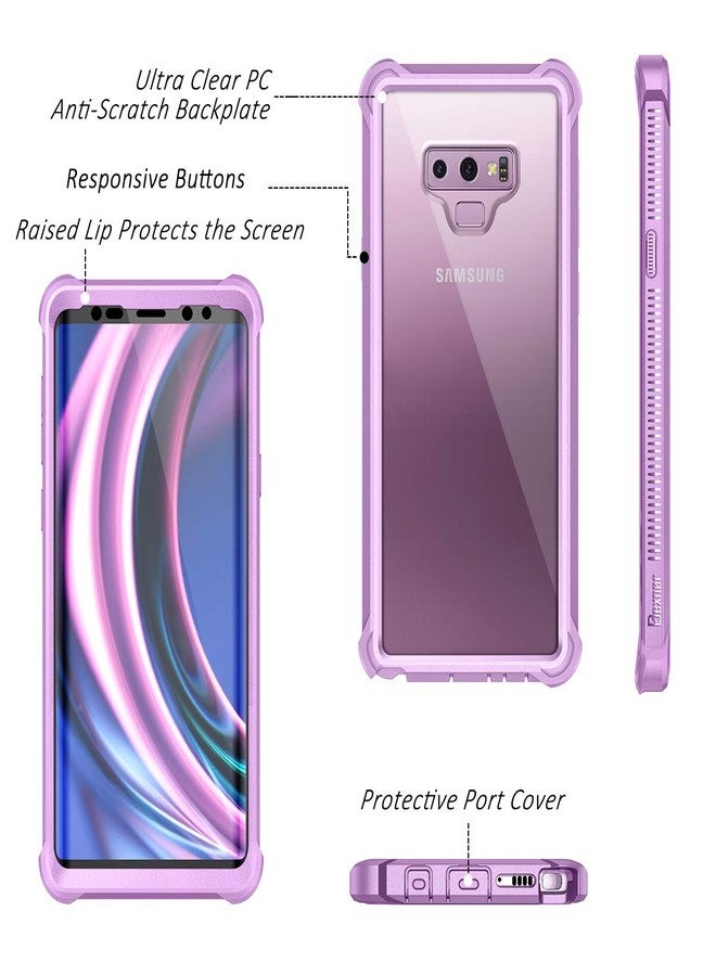 Dexnor Galaxy Note 9 Case with Screen Protector Clear Military Grade Rugged 360 Full Body Protective Shockproof Hard Back Cover Defender Heavy Duty Bumper Case for Samsung Note 9 - Purple - Image 2