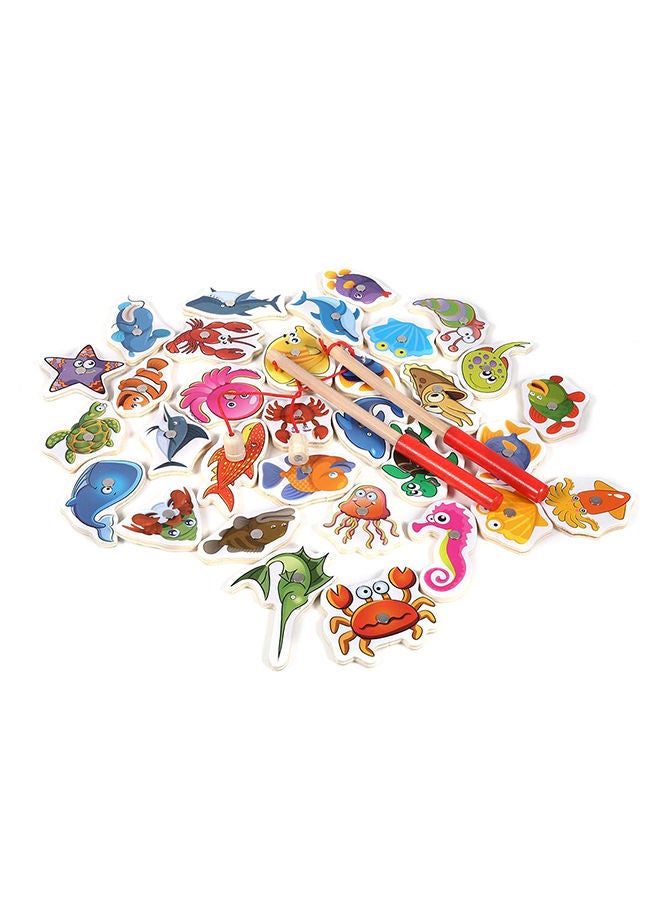 NIBEMINENT 32-Piece Wooden Magnetic Fishing Set - Image 1
