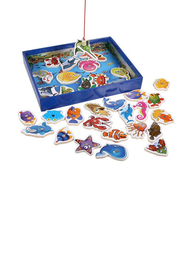 NIBEMINENT 32-Piece Wooden Magnetic Fishing Set - Image 2