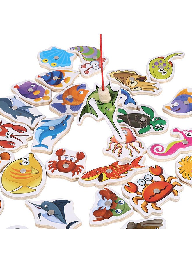 NIBEMINENT 32-Piece Wooden Magnetic Fishing Set - Image 3