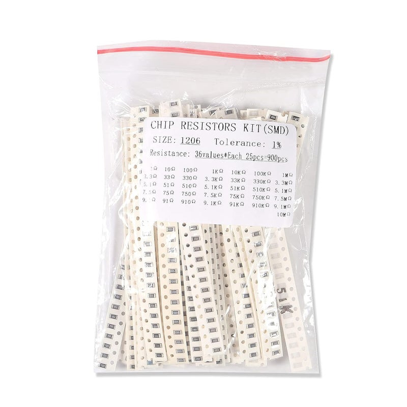 AEDIKO 900pcs 1206 Resistors Kit 36 Value 1206 SMD Capacitor 1206 Chip Resistor Assortment Kit 1% 1/4W 0.25W 1 ohm-10M ohm - Image 5