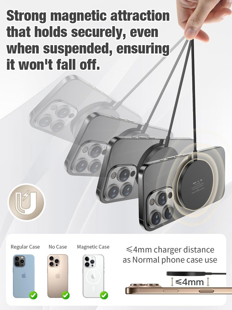 Ueuoe 3 in 1 Magnetic Wireless Charging Station, 15W Fast Charger Compatible with iPhone 17/16/15/14/13/12 Series, Apple Watch 9-2/SE, AirPods Pro 3/2/1, for Bedside Desk Travel Home Office (Black) - Image 3