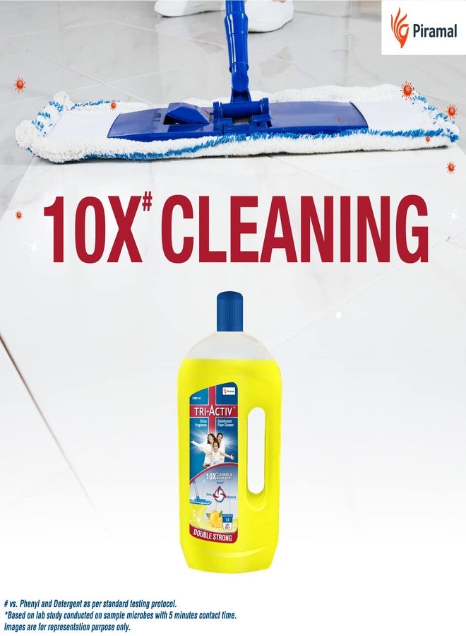 Tri-Activ Double Strong Disinfectant Floor Cleaner | Half Cap Only | 10X Cleaning with 99.9% Germ kill | Citrus Fragrance - Pack of 2 (1000ml x 2 Units) - Image 4
