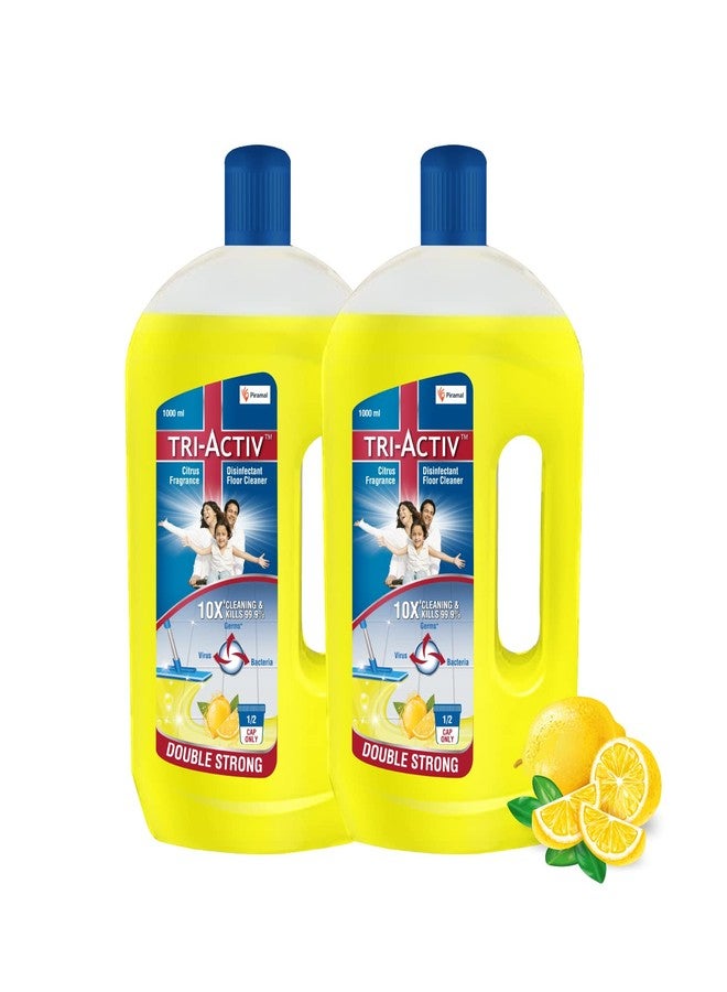 Tri-Activ Double Strong Disinfectant Floor Cleaner | Half Cap Only | 10X Cleaning with 99.9% Germ kill | Citrus Fragrance - Pack of 2 (1000ml x 2 Units) - Image 1