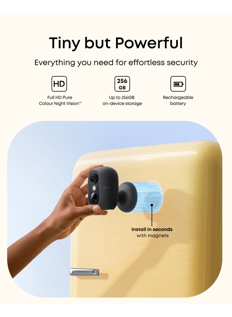 eufy Security eufyCam C35, Wireless Security Camera, Outdoor and Indoor, Magnetic Mount, Colour Night Vision, Subscription-Free On-Device Storage, IP67, Supports Solar Panel, Black - Image 2