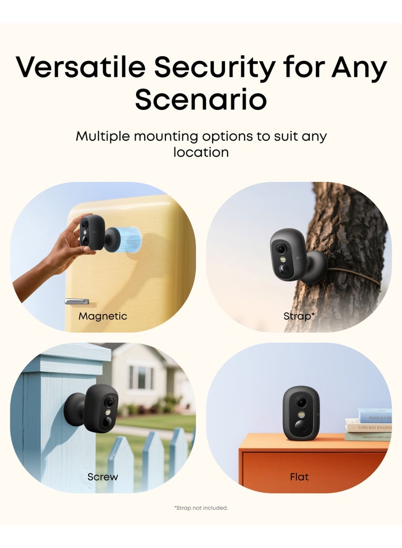 eufy Security eufyCam C35, Wireless Security Camera, Outdoor and Indoor, Magnetic Mount, Colour Night Vision, Subscription-Free On-Device Storage, IP67, Supports Solar Panel, Black - Image 3