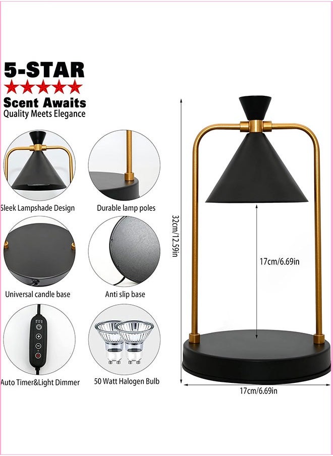 HQ-GAMING - Candle Warmer Lamp Electric Candle Warmer with Timer Gifts for Candle Lovers,Dimmable Candle Lamp,Compatible with Various Candles, Candle Holders for Home Decor (Black) - Image 1