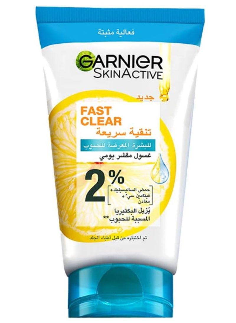 Garnier Fast Clear Daily Exfoliating Scrub For Acne Prone Skin-150Ml 