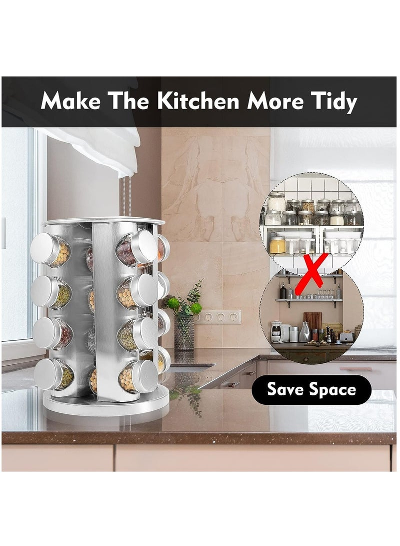 رولستيمي رف توابل دوار من الفولاذ المقاوم للصدأ مع 16 برطمانات - Image 3