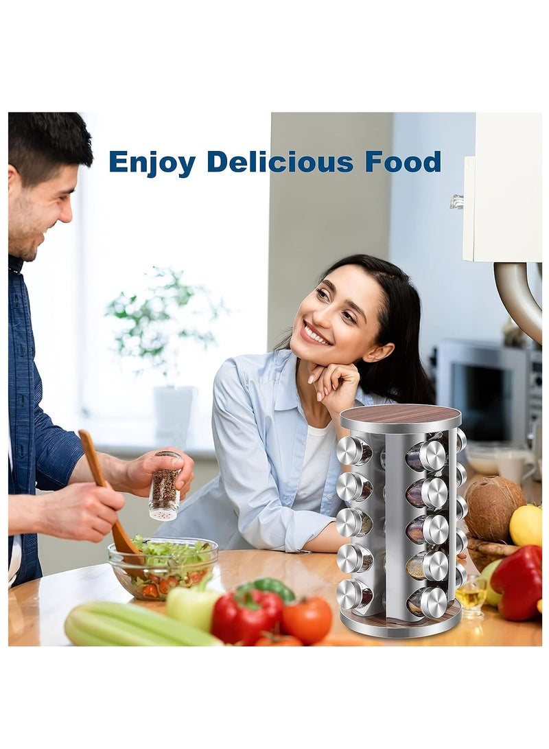 رولستيمي رف توابل دوار من الفولاذ المقاوم للصدأ مع 16 برطمانات - Image 5