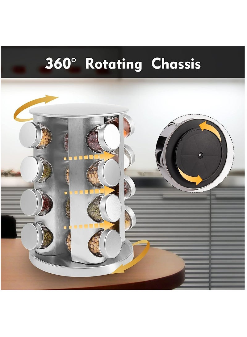 رولستيمي رف توابل دوار من الفولاذ المقاوم للصدأ مع 16 برطمانات - Image 4