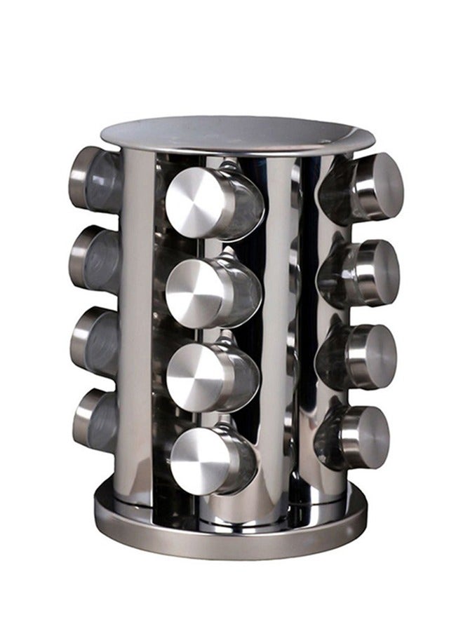 رولستيمي رف توابل دوار من الفولاذ المقاوم للصدأ مع 16 برطمانات - Image 1