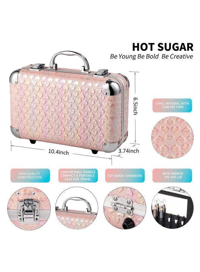 Hot Sugar All In One Makeup Set for Teen Girls - Full Makeup Kit for Beginners With Eye Shadow Palette, Blush, Lip Gloss, Brush, Mirror (Pink Heart) - Image 2