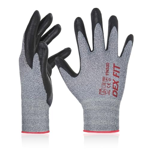DEX FIT Premium Nitrile Work Gloves FN330, 3D Comfort Bare-Hand Fit, Firm Grip, Touchscreen, Thin & Lightweight, Breathable Foam Nitrile, Machine Washable; Grey XXL (11) - Image 1
