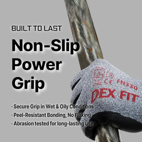 DEX FIT Premium Nitrile Work Gloves FN330, 3D Comfort Bare-Hand Fit, Firm Grip, Touchscreen, Thin & Lightweight, Breathable Foam Nitrile, Machine Washable; Grey XXL (11) - Image 3